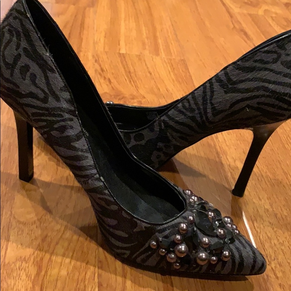 Bcbg horse hair rhinestone detail stilettos